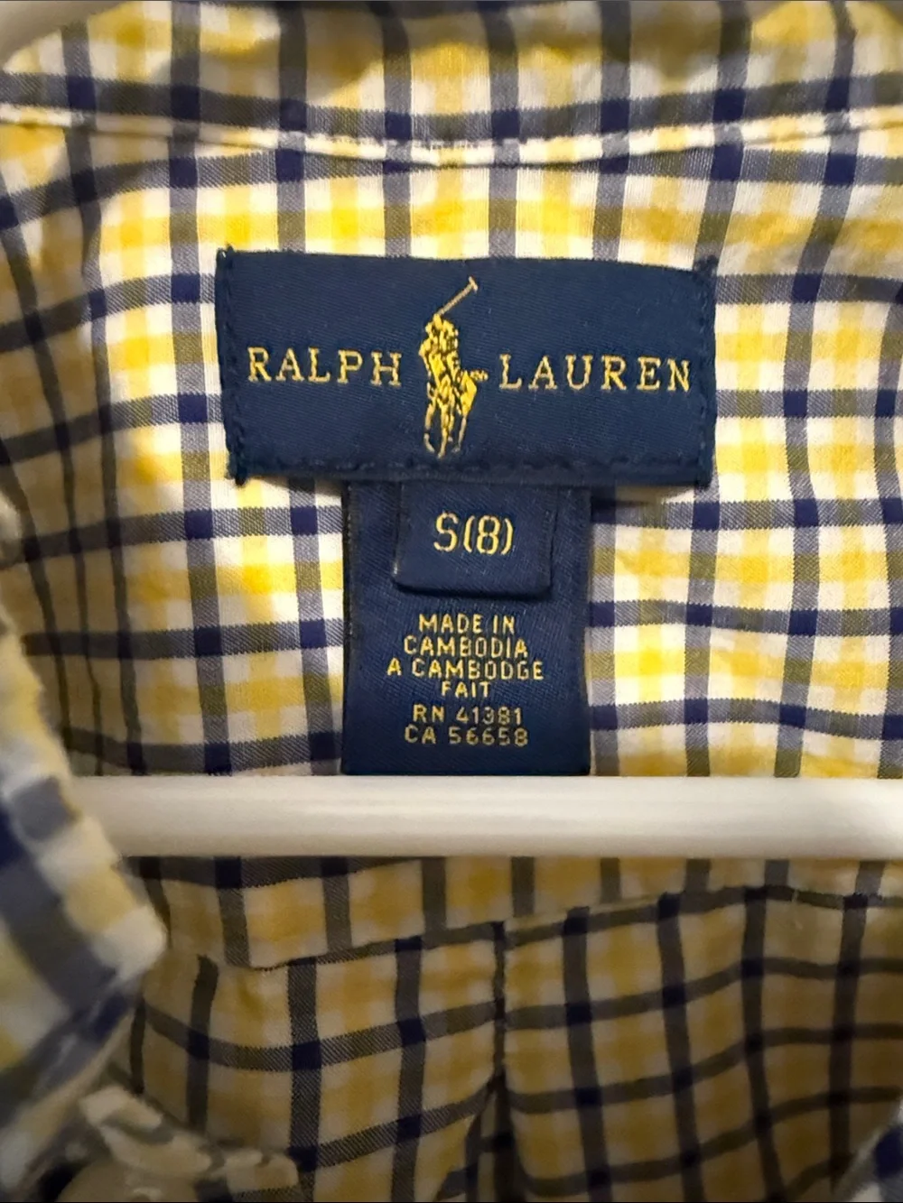 Ralph Lauren Yellow and Navy Plaid Button-Down Shirt